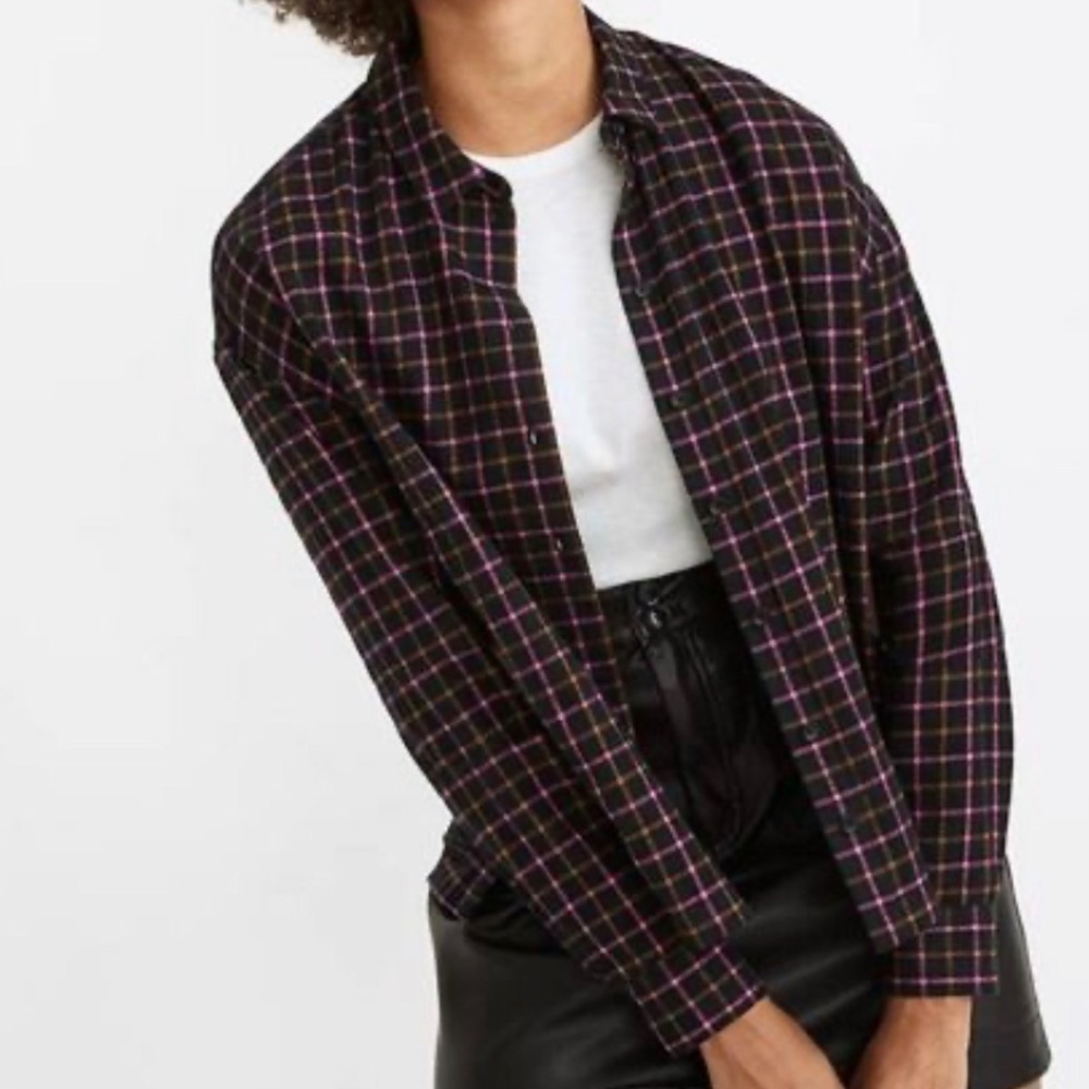 Madewell Custom Raw Edge Flannel Westlake Shirt in Stoppard Plaid Size S